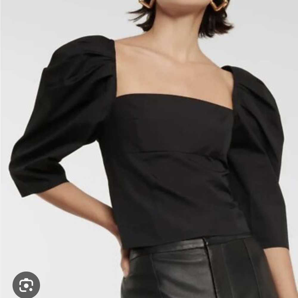 Vince Poplin Puff Sleeve Square Neck Top
